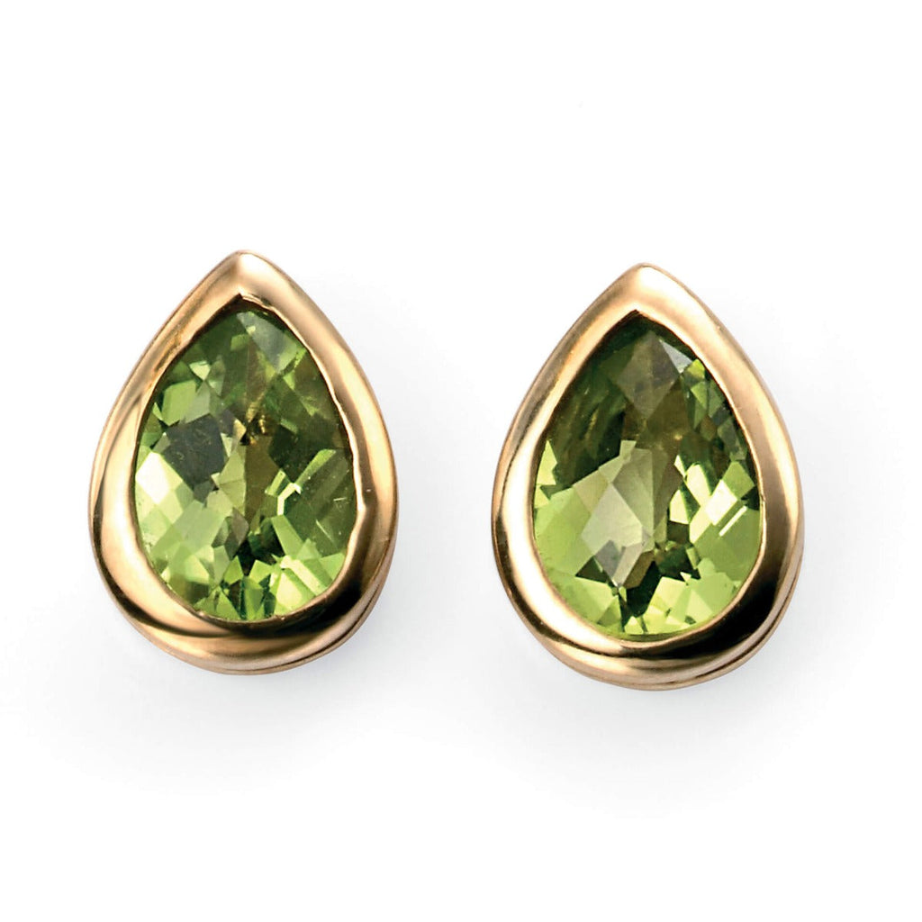 Elements Gold Peridot Teardrop Stud Earrings