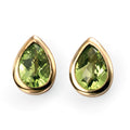 Elements Gold Peridot Teardrop Stud Earrings