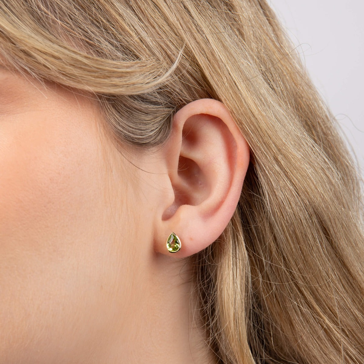 Elements Gold Peridot Teardrop Stud Earrings