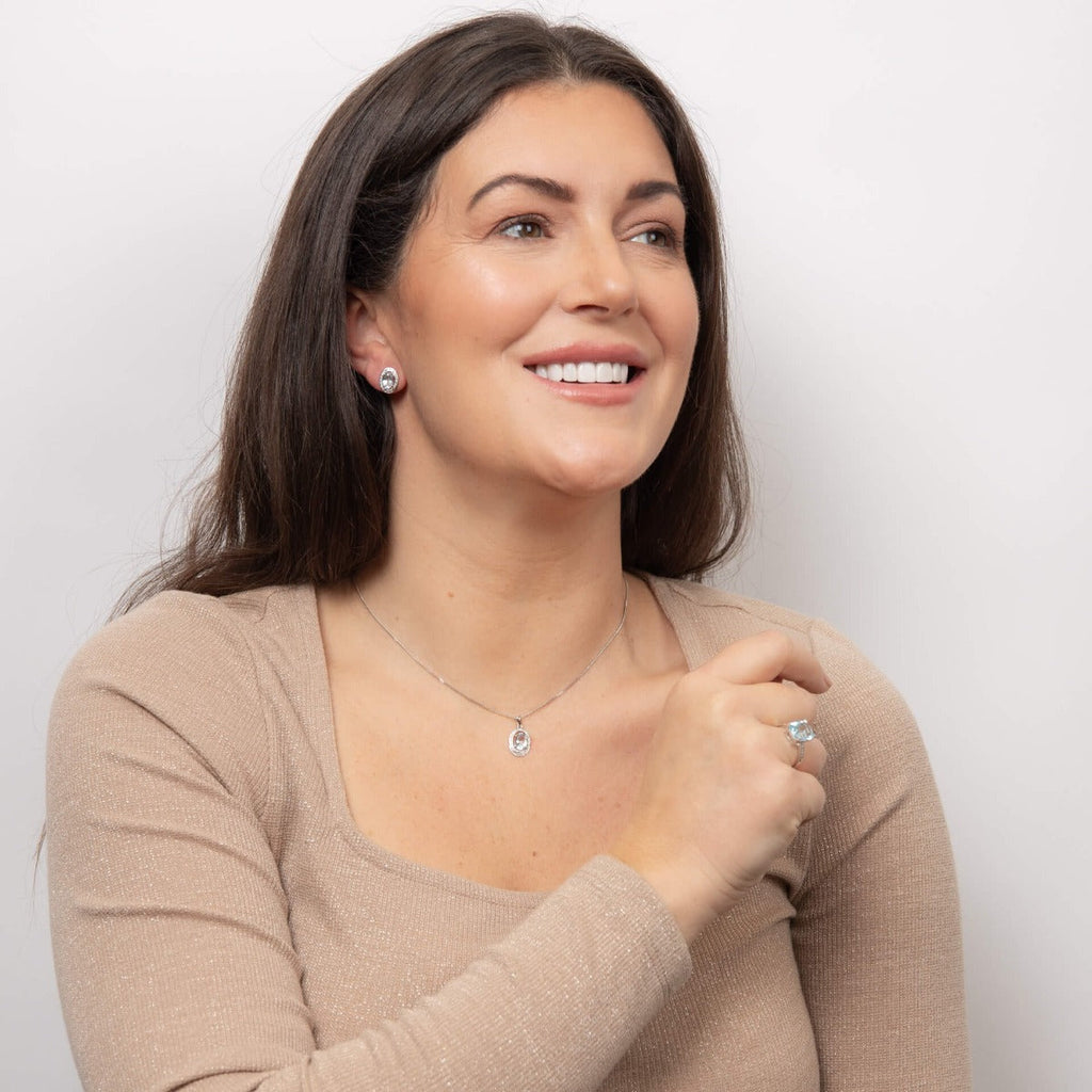Elements Gold Semi-Precious Statement Ring with Diamond Shoulder
