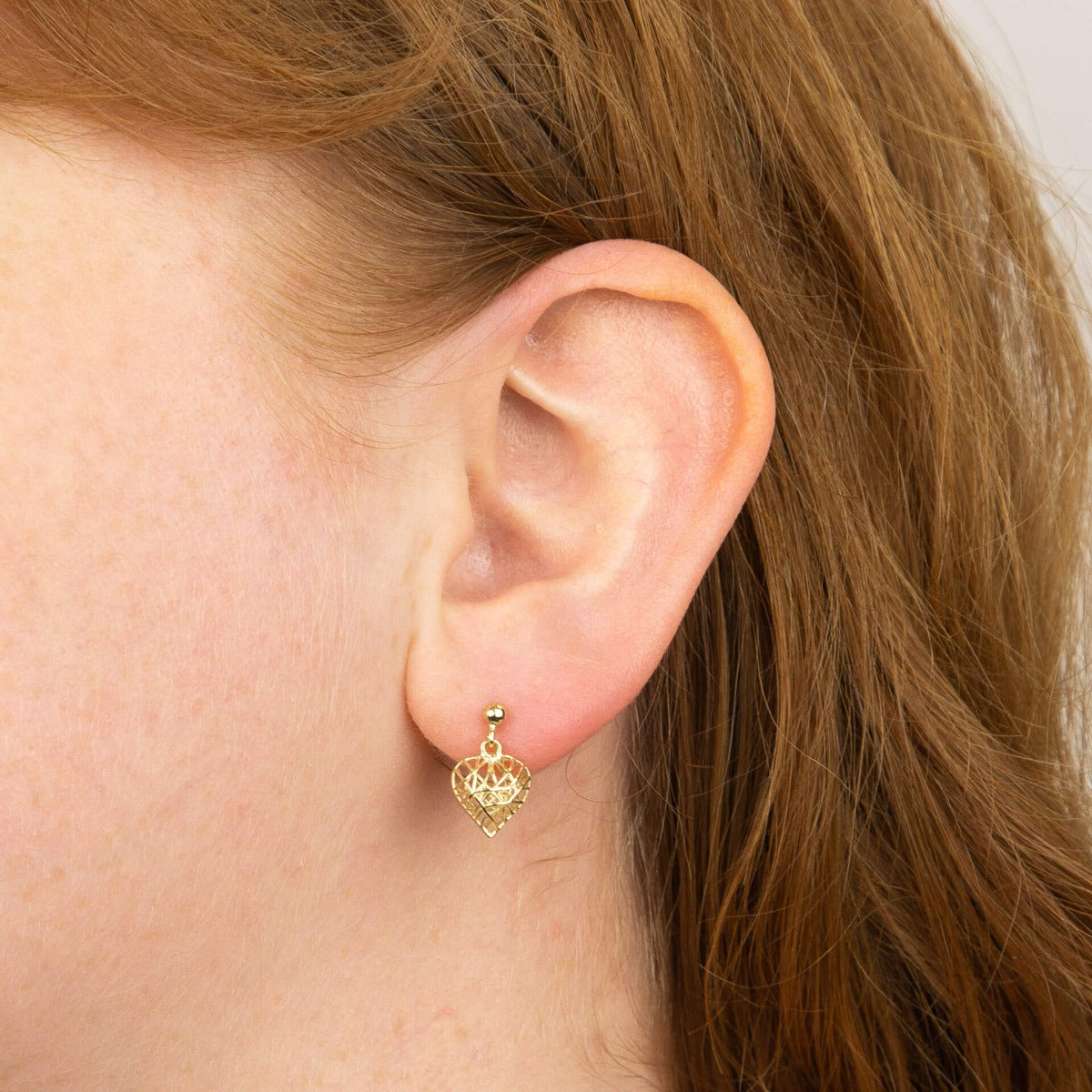 Elements Gold Caged Heart Drop Earrings