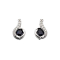 Elements Gold Blue Sapphire Swirl Earrings with Diamond