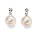 Elements Gold Freshwater Pearl Earrings with Diamonds
