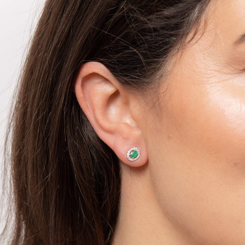 Elements Gold Precious Stone Earrings with Diamond Cluster Surround