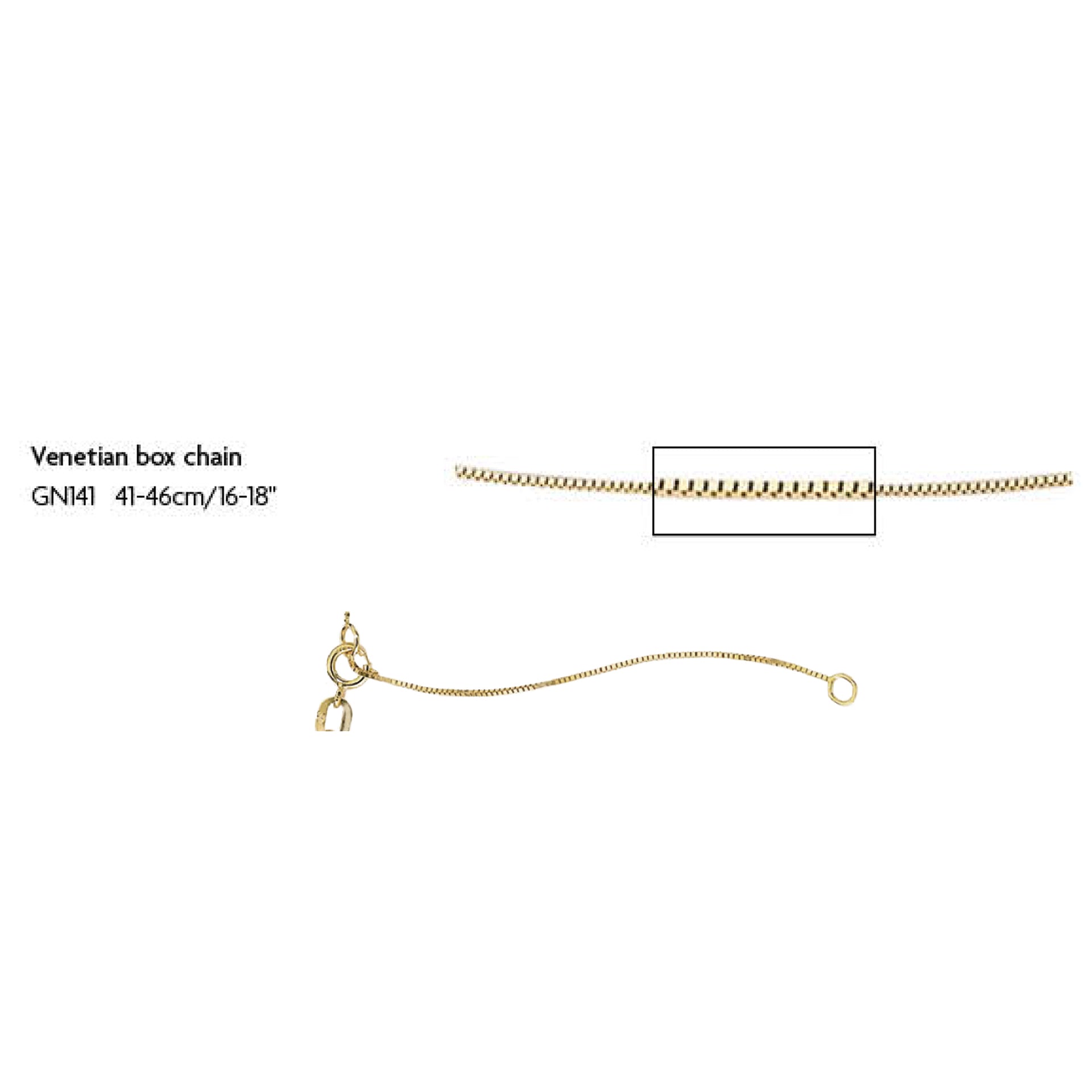 Elements Gold Venetian Box Chain 41cm-46cm