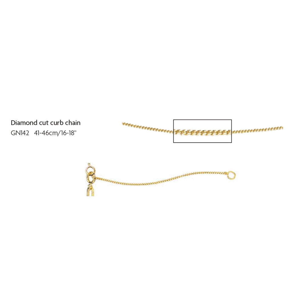 Elements Gold 0.8mm Diamond Cut Curb Chain 41cm-46cm