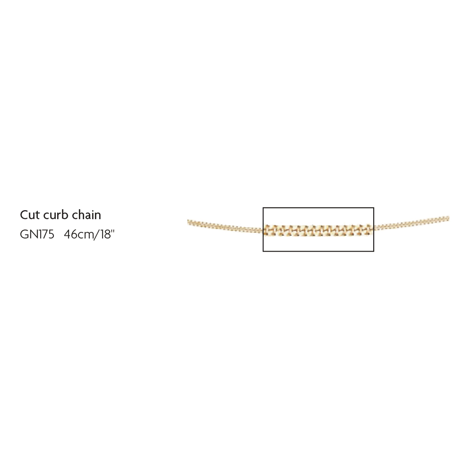 Elements Gold 1mm Diamond Cut Curb Chain 46cm
