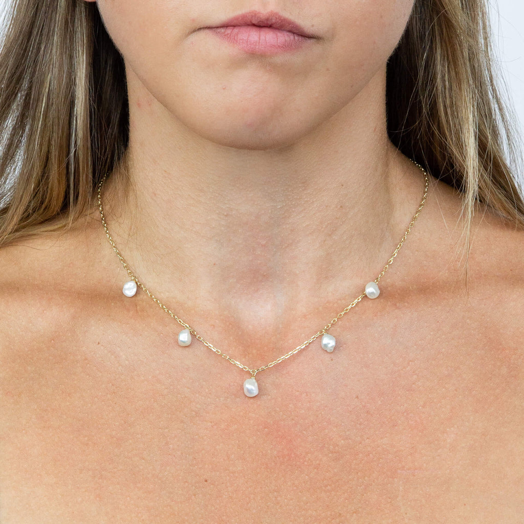 Elements Gold Keshi Pearl Charm Necklace