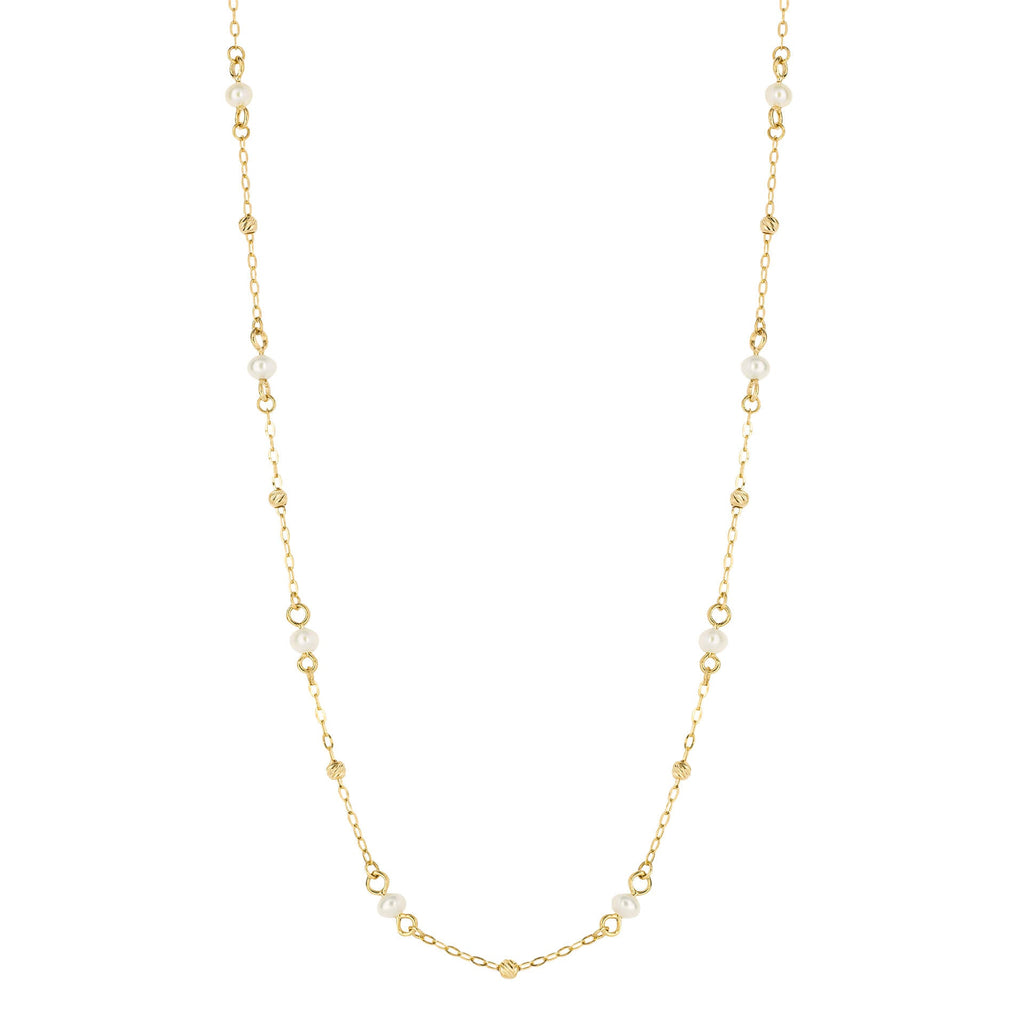 Elements Gold Trace Chain Station Necklace with Freshwater Pearls