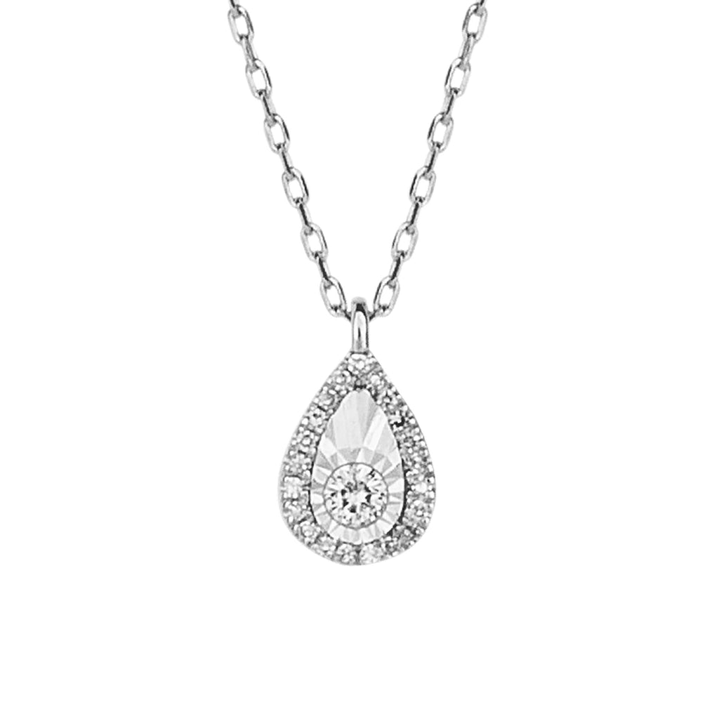 Elements Gold Diamond Cut Teardrop Necklace with Diamond
