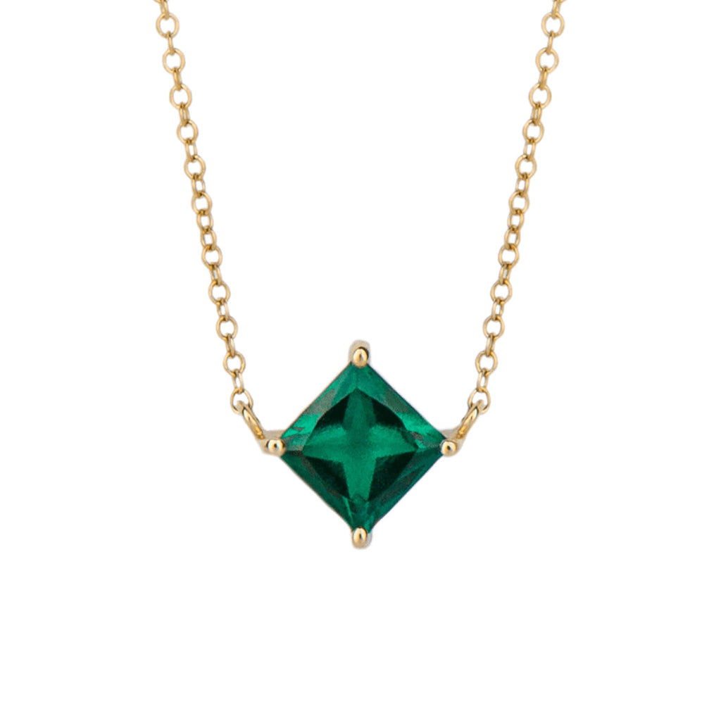 Elements Gold Princess Cut Necklace with Lab Created Precious Stones