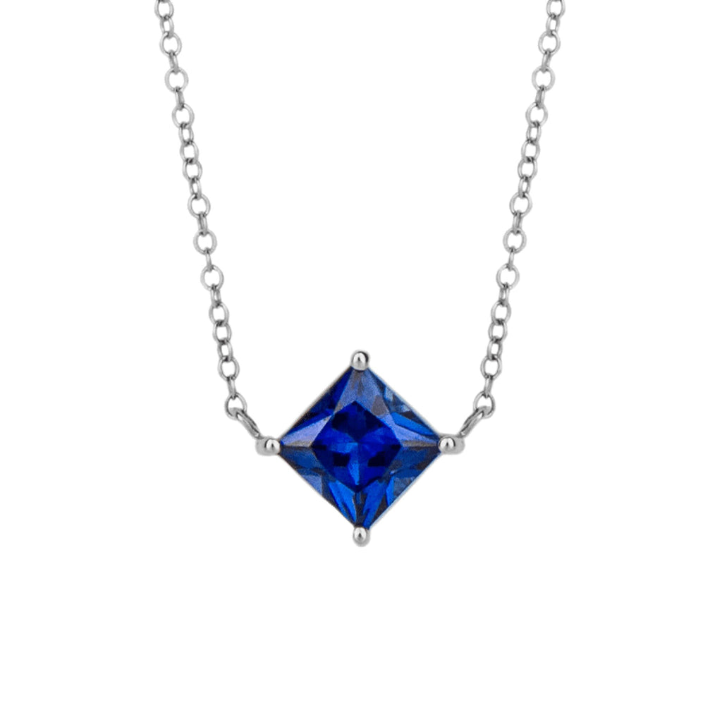 Elements Gold Princess Cut Necklace with Lab Created Precious Stones