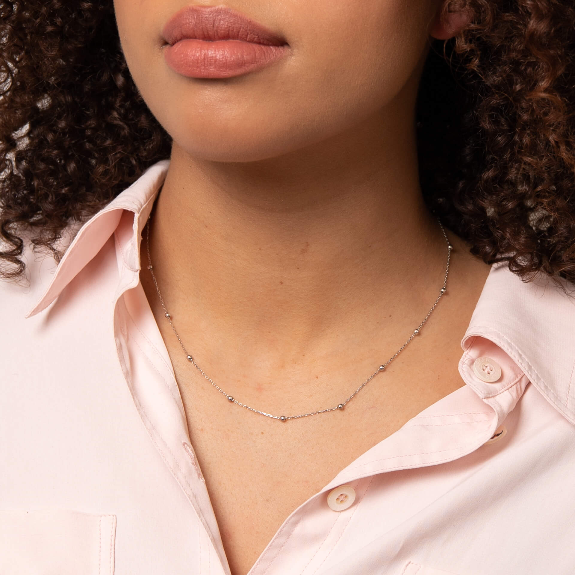 Elements Gold Fine Ball Station Chain Necklace