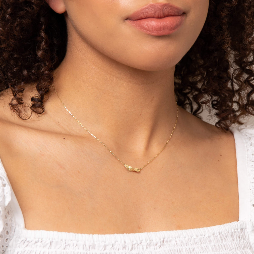 Elements Gold Twist Leaf Necklace