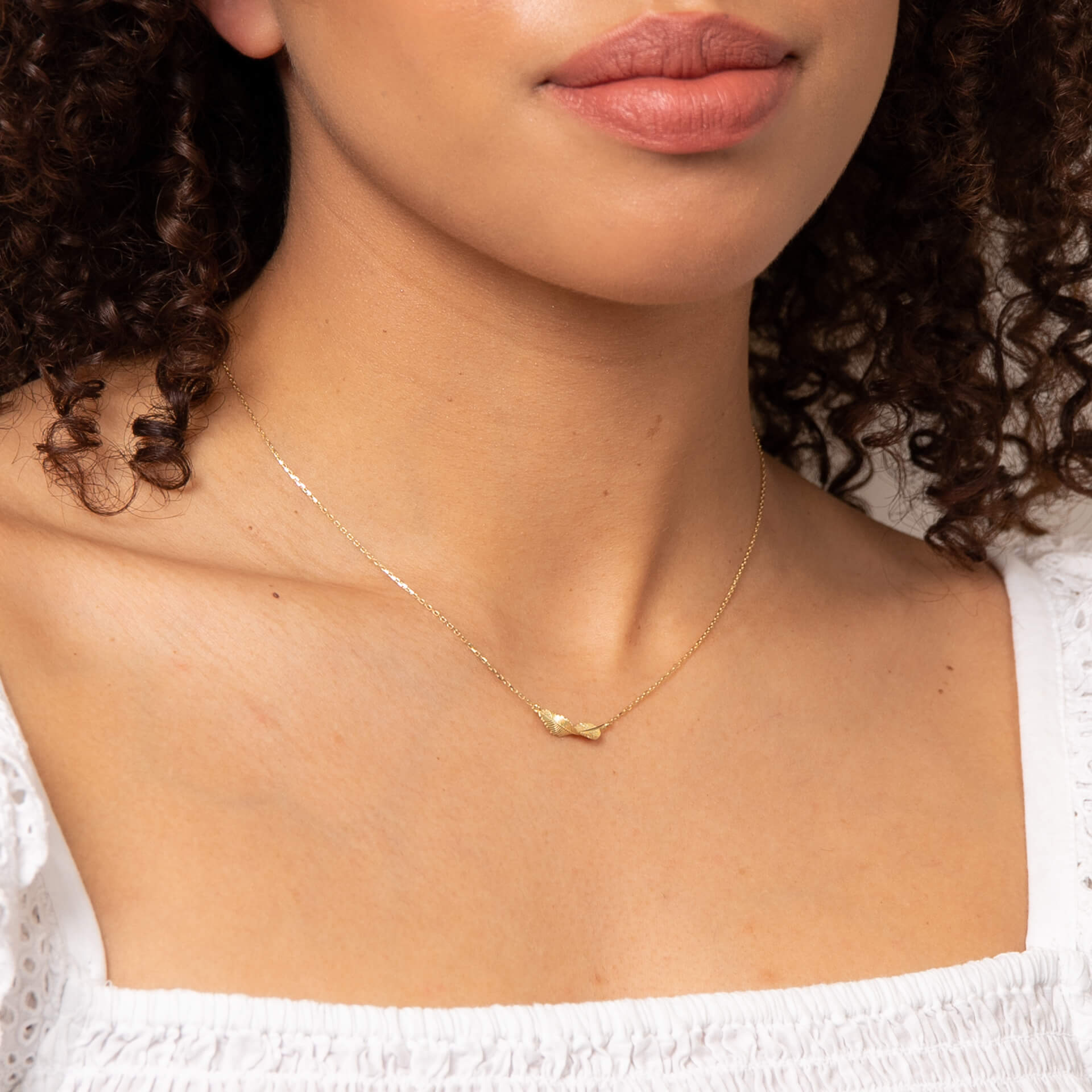Elements Gold Twist Leaf Necklace