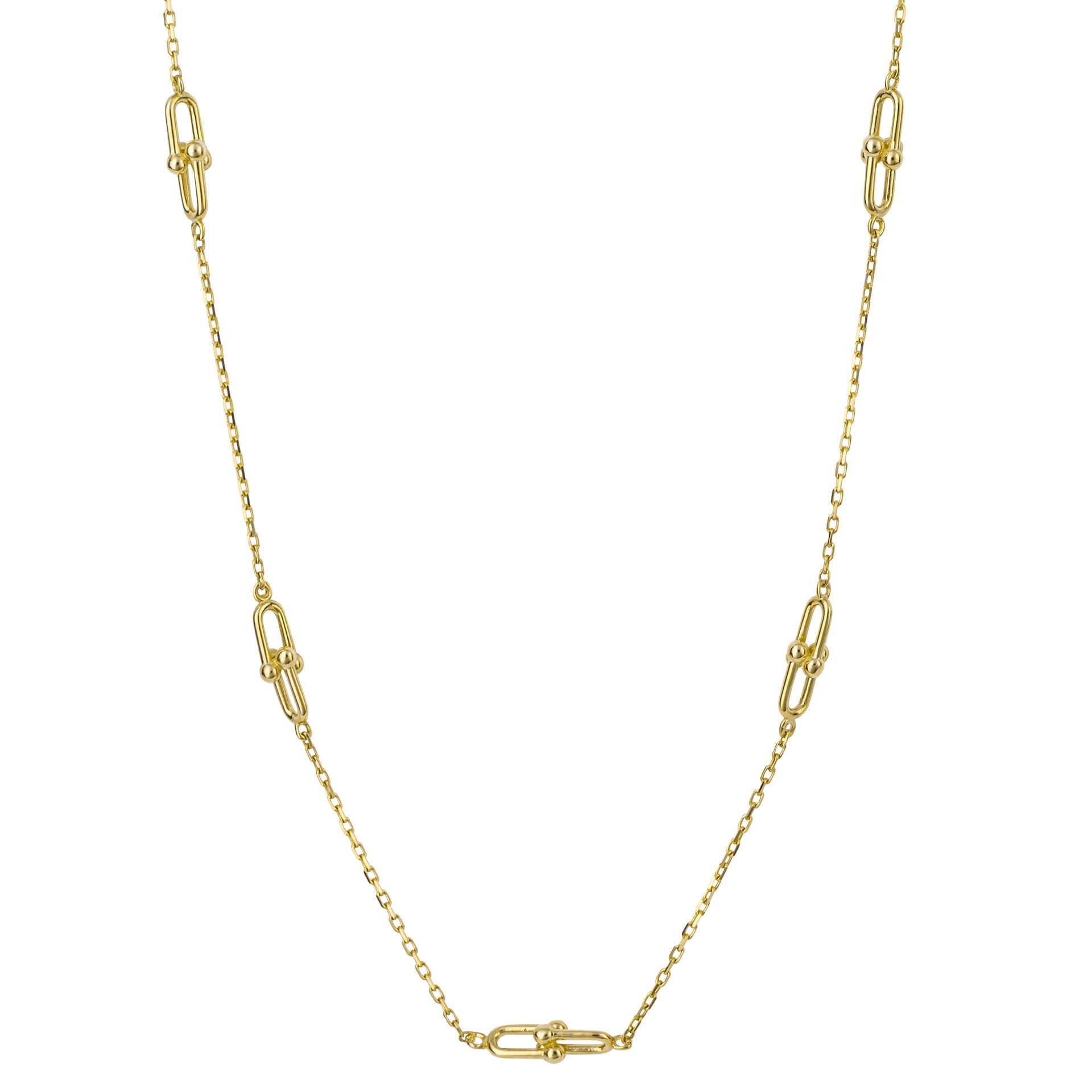 Elements Gold U Shape Link Station Necklace