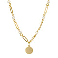 Elements Gold Pearl Station Necklace with Disc