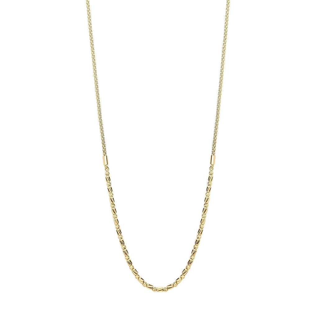 Elements Gold Diamond Cut Bead Bar Necklace