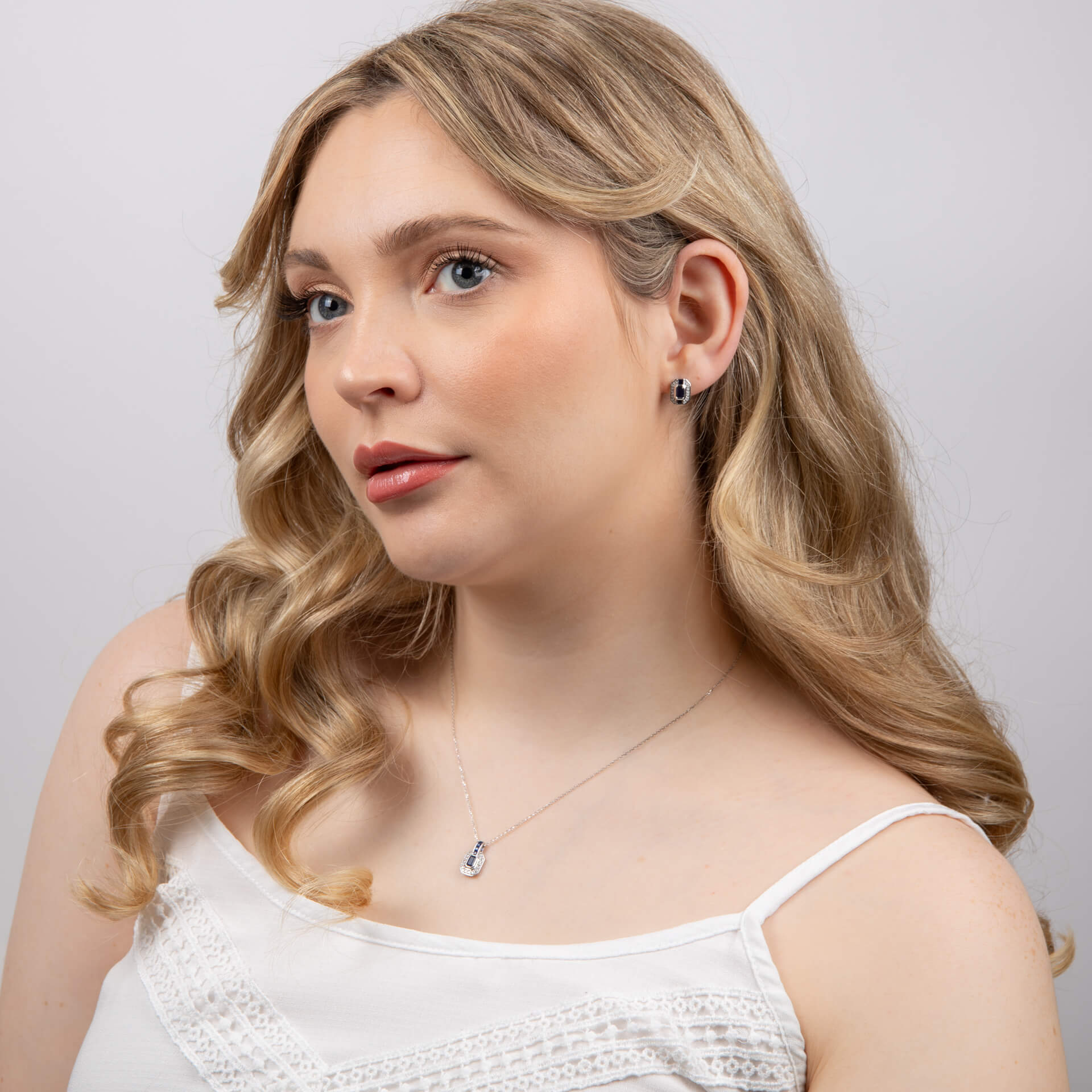 Elements Gold Sapphire Channel and Diamond Necklace
