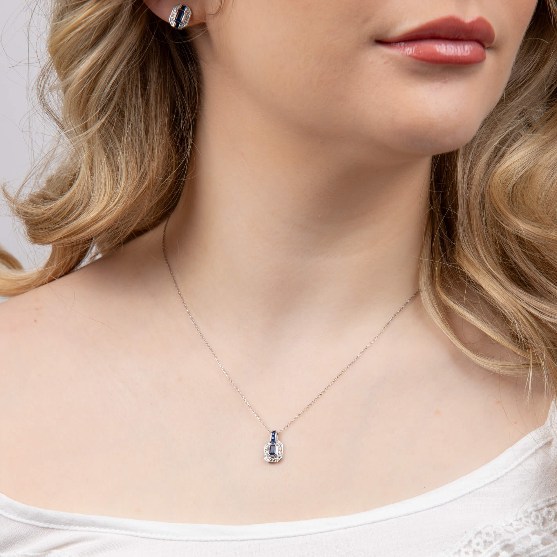 Elements Gold Sapphire Channel and Diamond Necklace