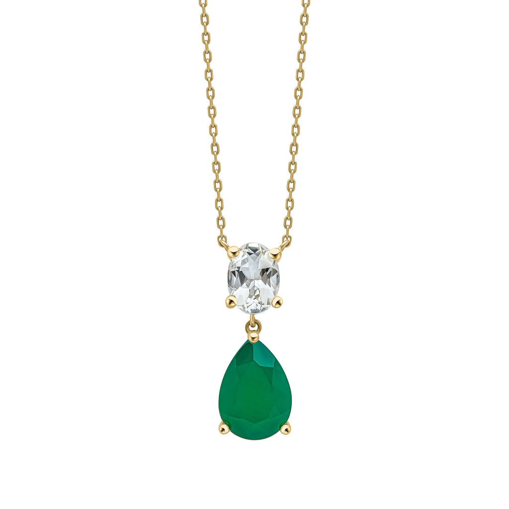 Elements Gold Toi et Moi Amethyst and Onyx Drop Necklace