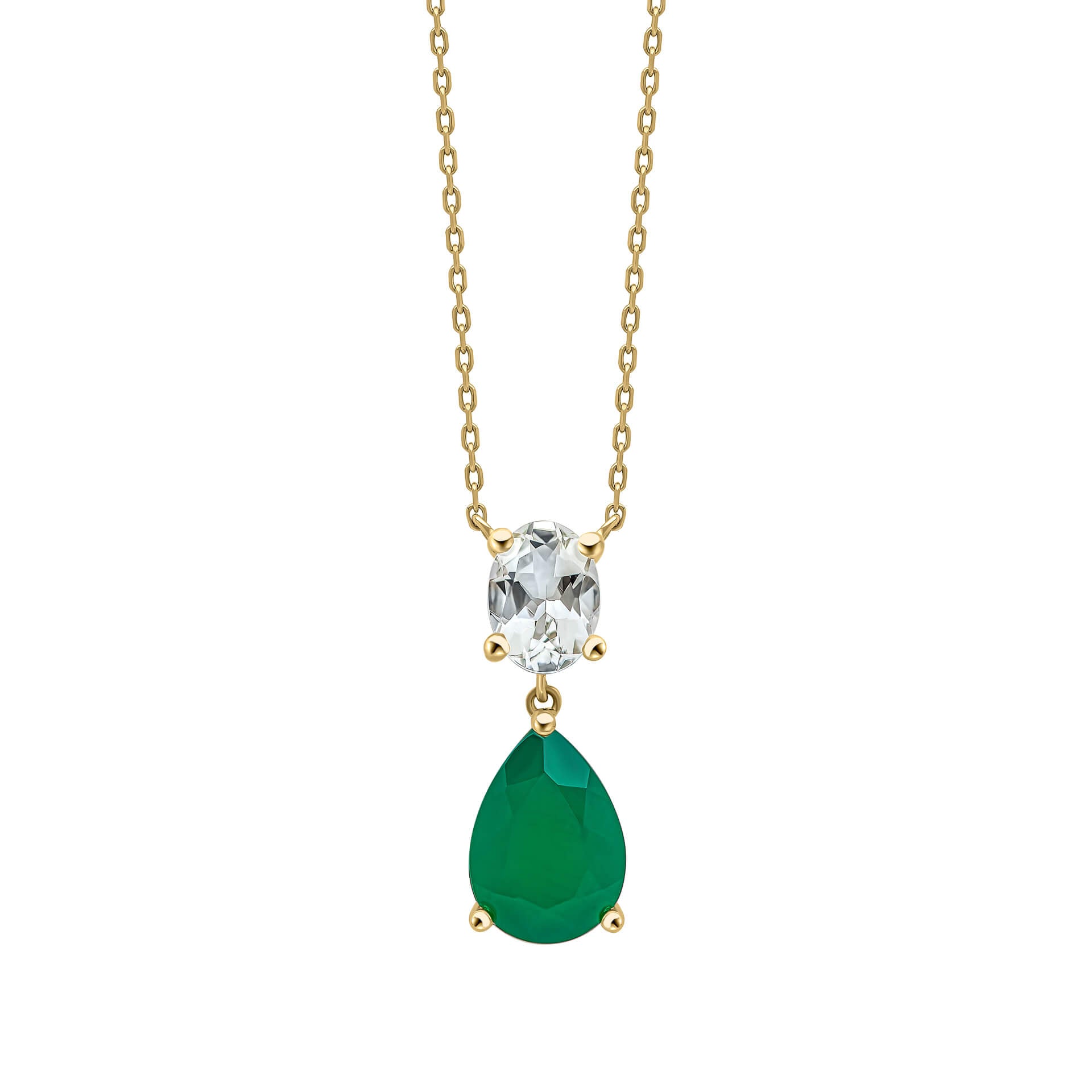 Elements Gold Toi et Moi Amethyst and Onyx Drop Necklace