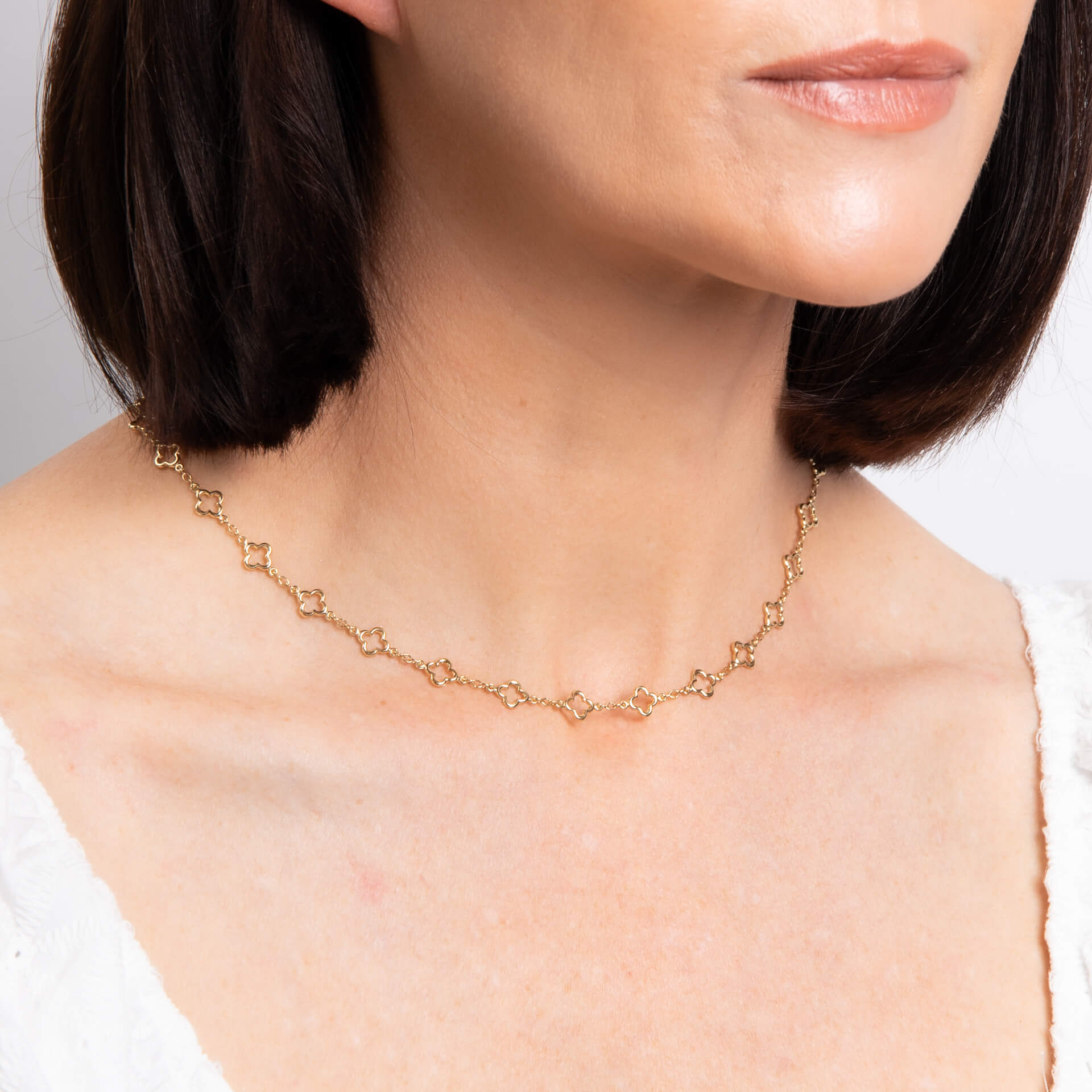 Elements Gold Quatrefoil Station Necklace