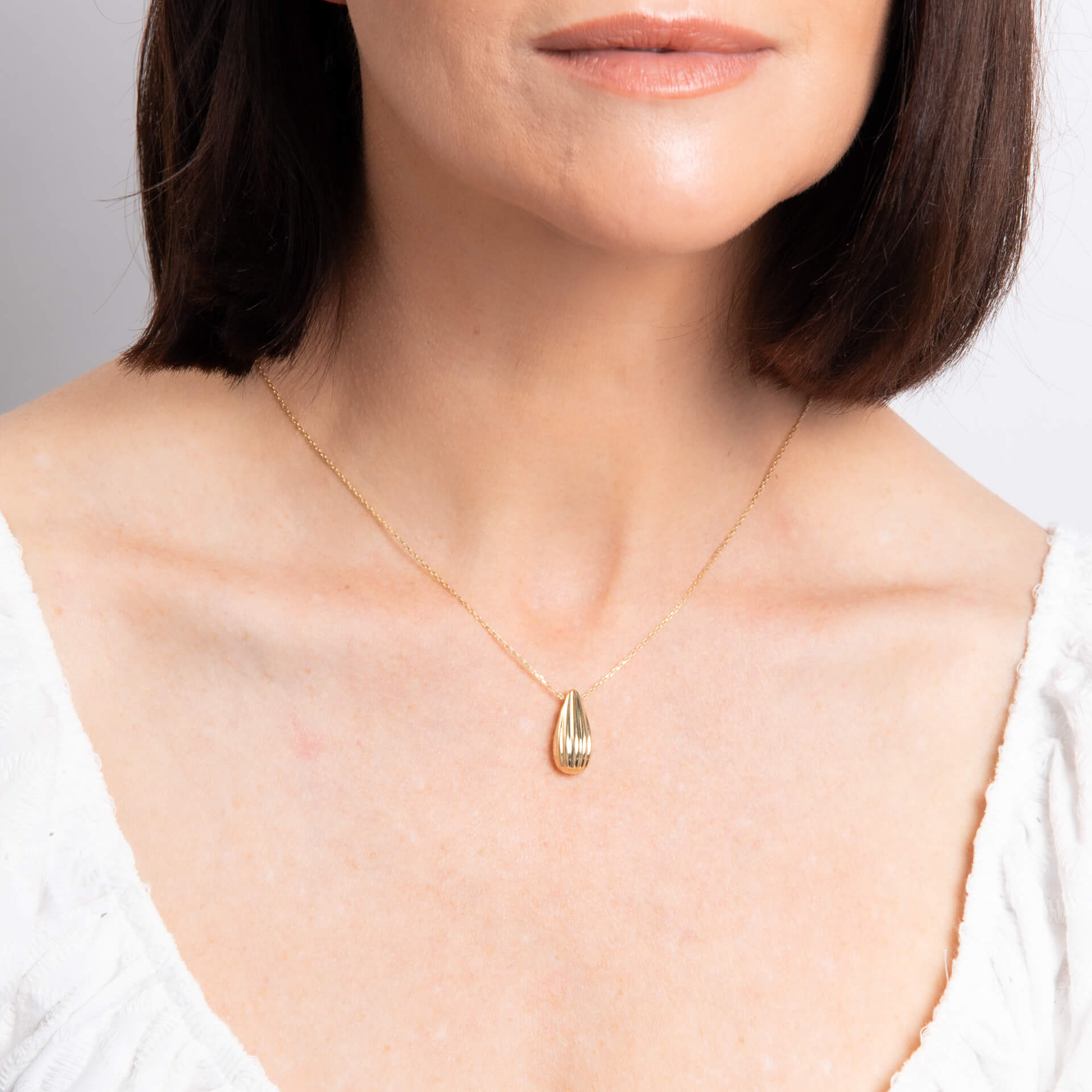 Elements Gold Ridged Teardrop Necklace