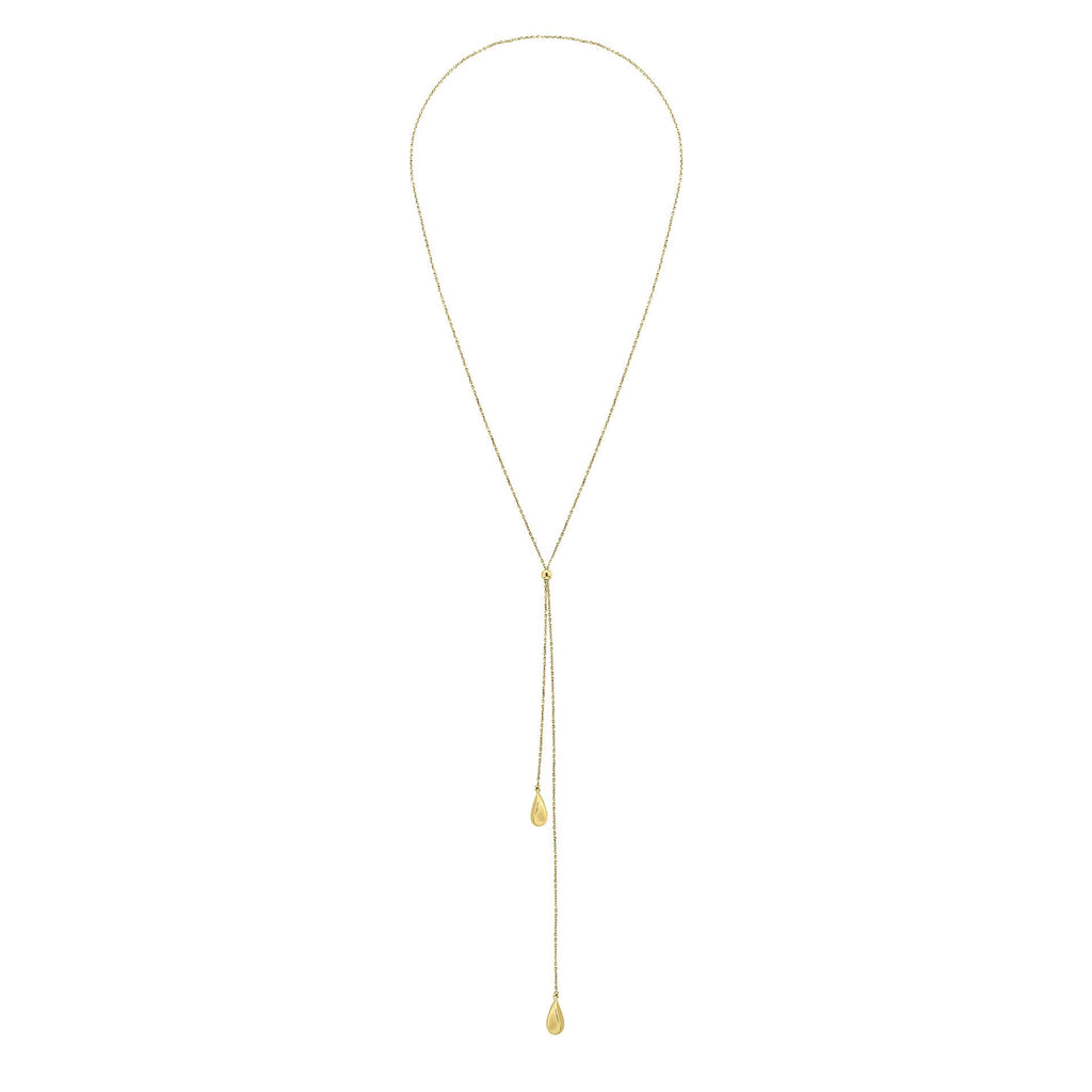 Elements Gold Organic Teardrop Lariat Necklace