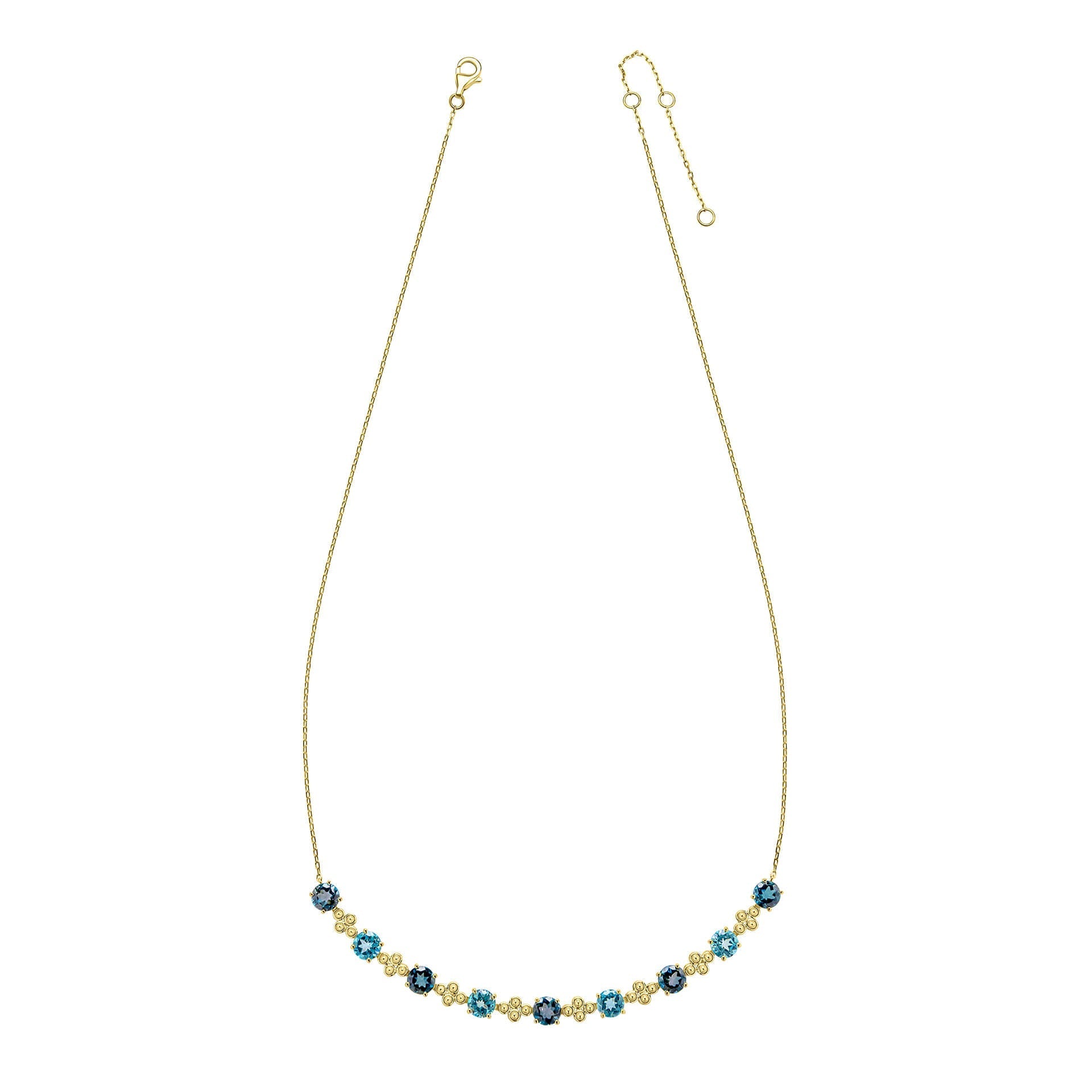 Elements Gold Ornate Blue Topaz Necklace