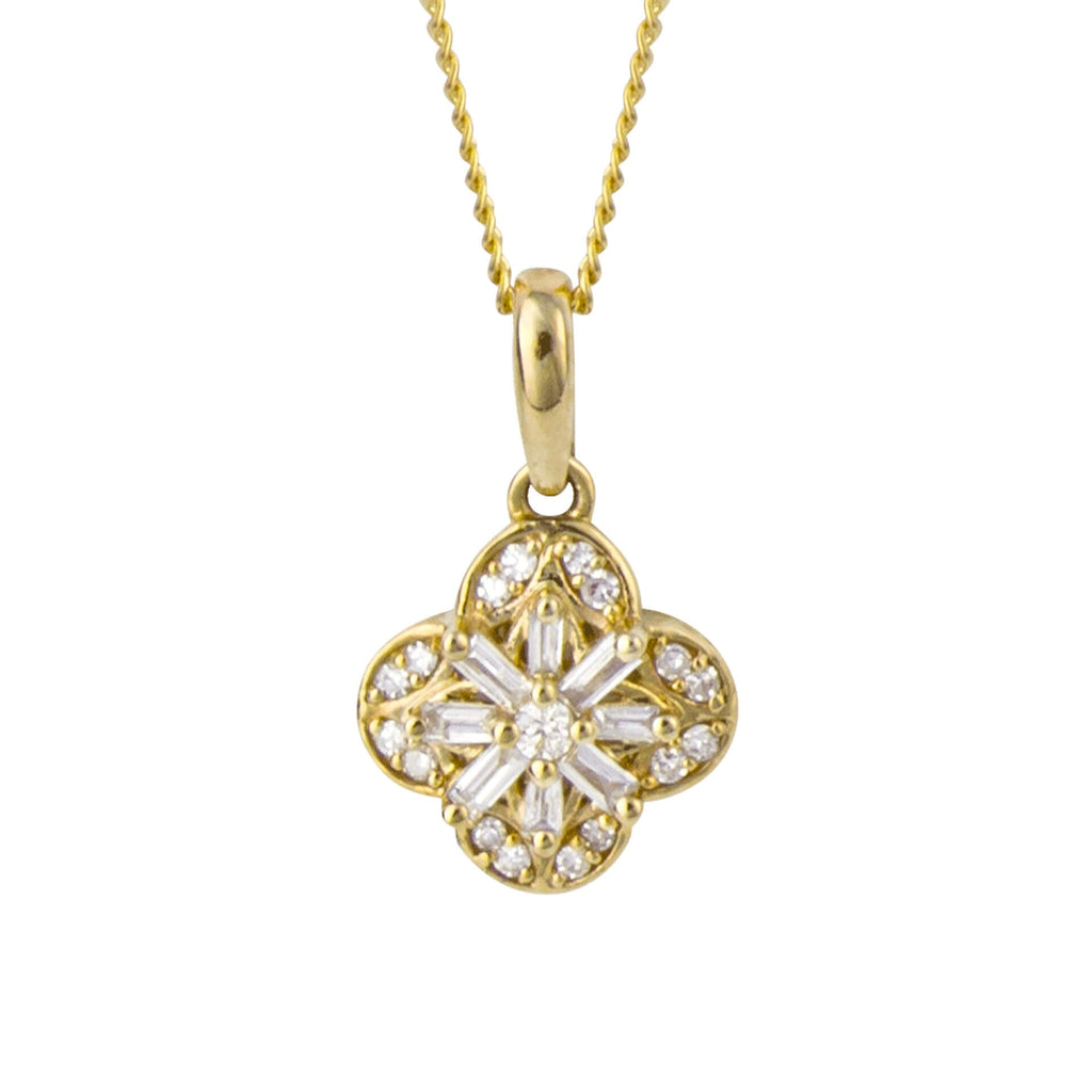 Elements Gold Flower Pendant with Diamond