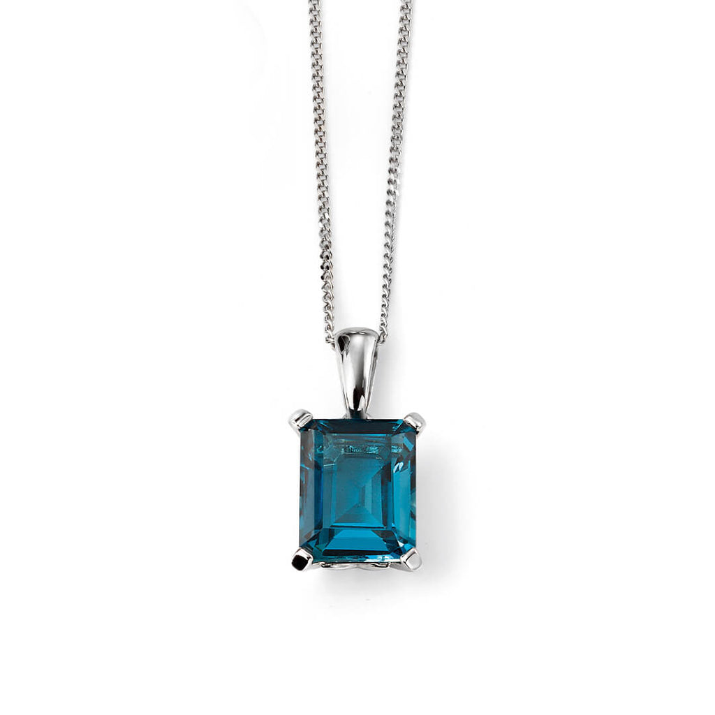 Elements Gold Rectangle London Blue Topaz Pendant