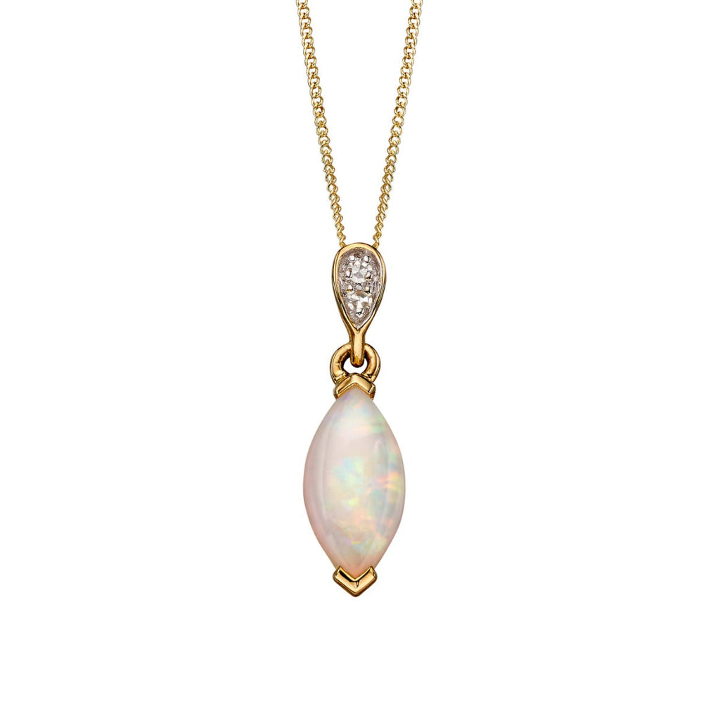 Elements Gold Opal Drop Pendant with Diamond Bale