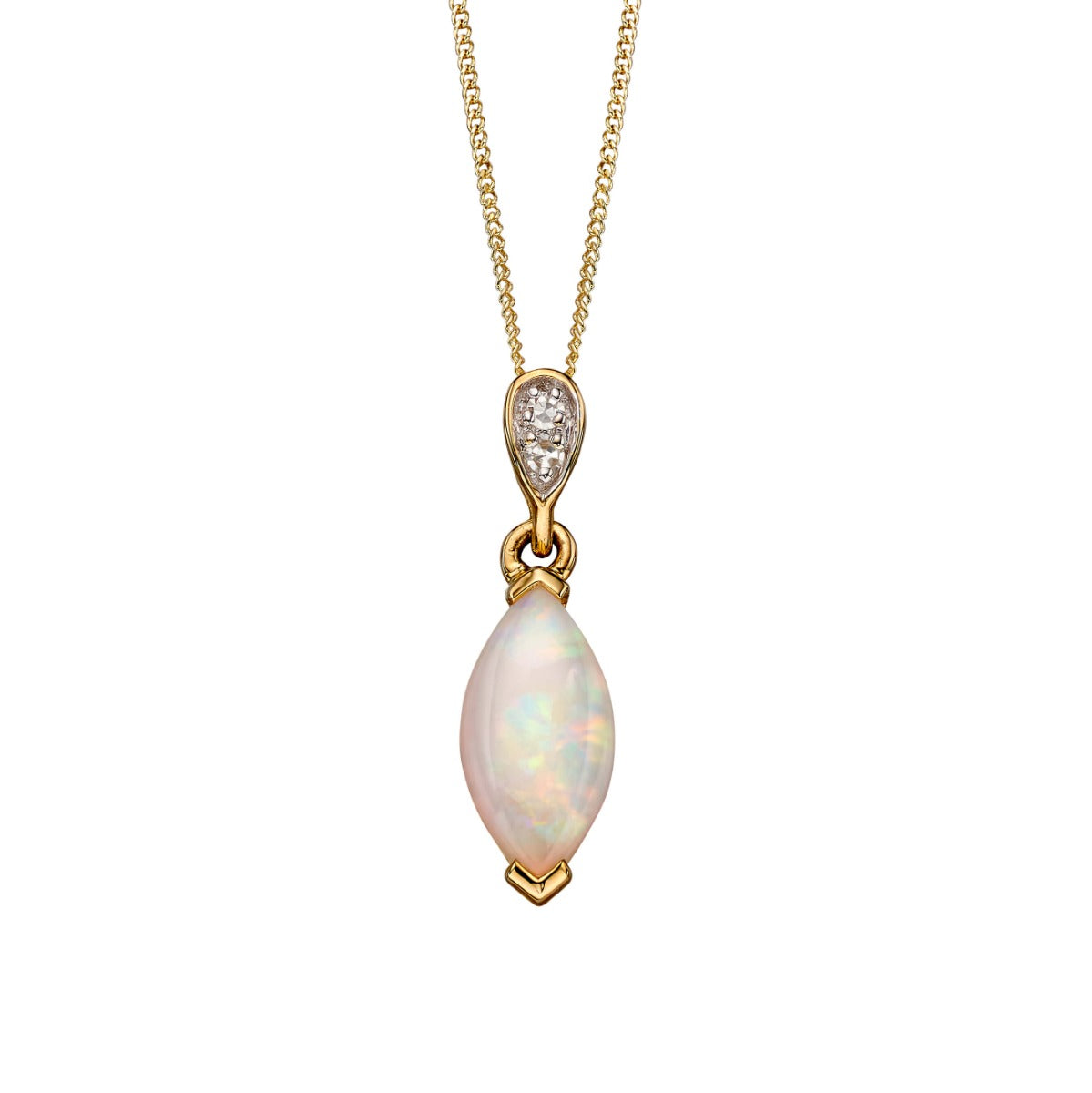 Elements Gold Opal Drop Pendant with Diamond Bale
