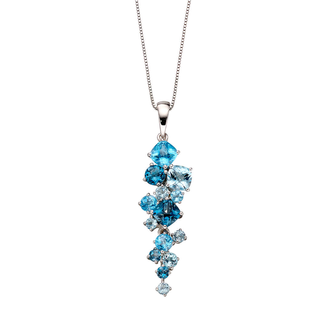 Elements Gold Scatter Pendant with Blue Topaz