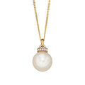 Elements Gold Freshwater Pearl Pendant with Diamond Set Top