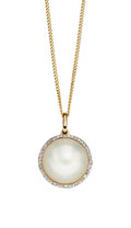 Elements Gold Mabe Pearl and Diamond Pendant