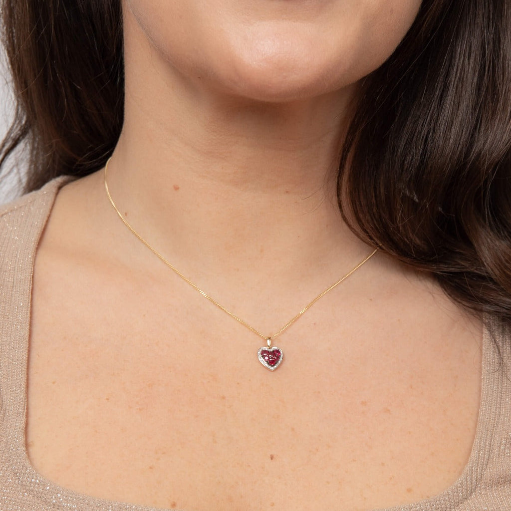 Elements Gold Heart Pendant with Precious Stones and Diamond Surround