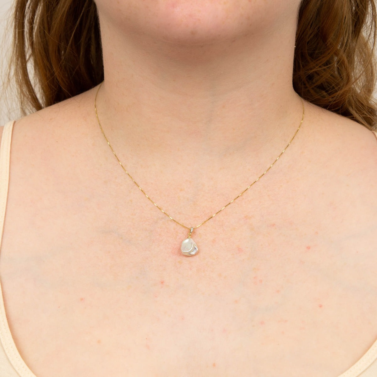 Elements Gold Keshi Pearl Pendant with Diamond Bale