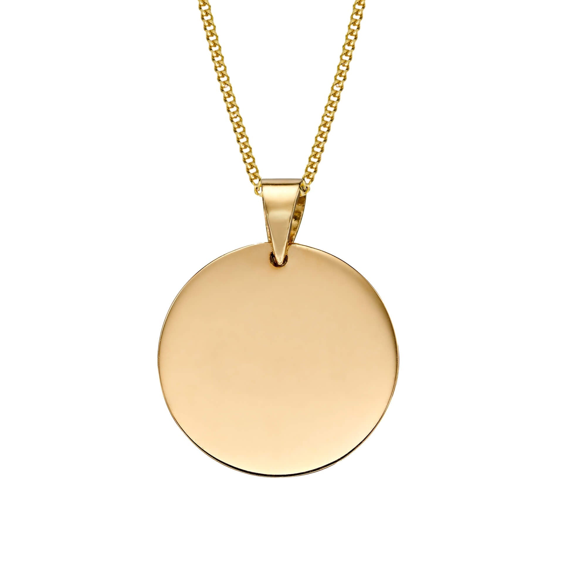 Elements Gold Plain Engravable Disc Pendant
