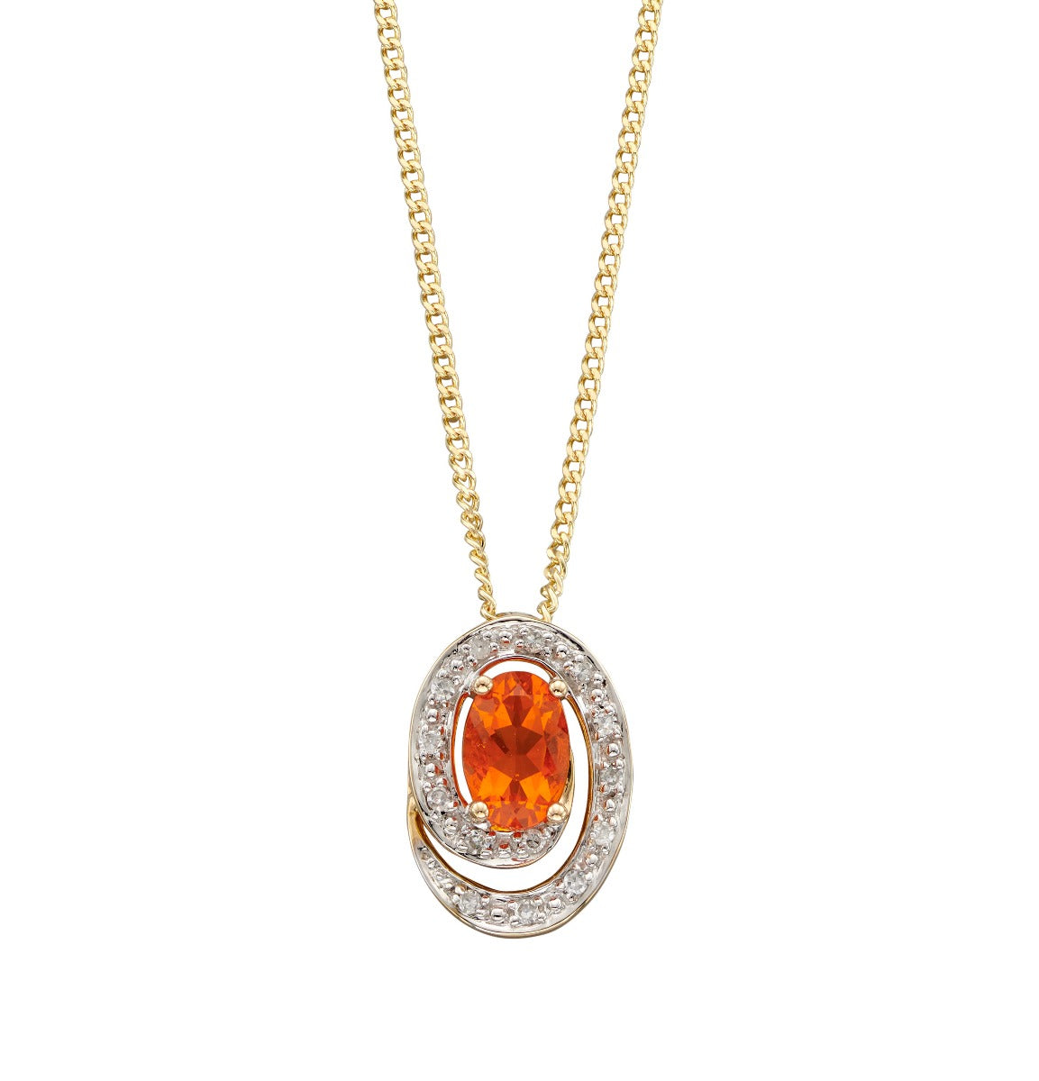 Elements Gold Fire Opal Swirl Pendant with Diamond