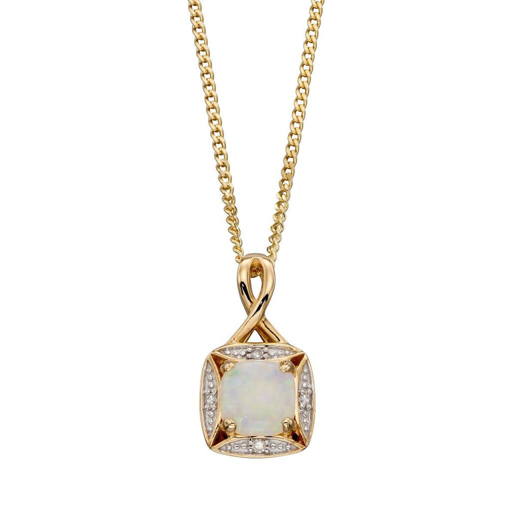 Elements Gold Semi-Precious Twist Pendant with Diamond Surround