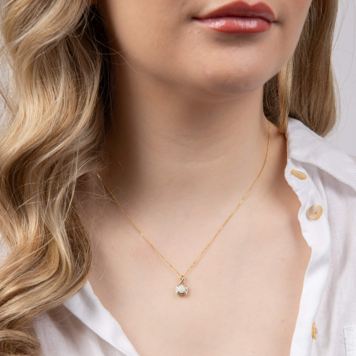Elements Gold Semi-Precious Twist Pendant with Diamond Surround