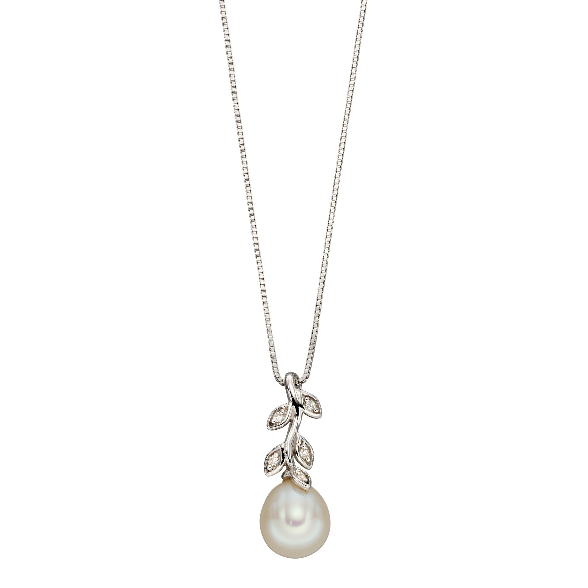 Elements Gold Pearl and Diamond Vine Pendant