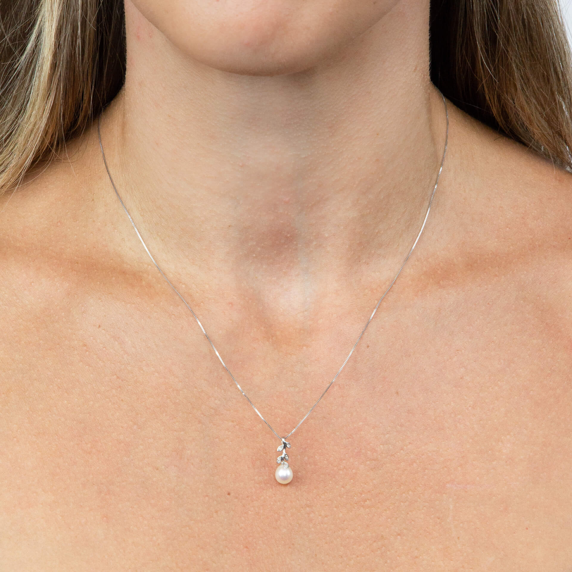 Elements Gold Pearl and Diamond Vine Pendant