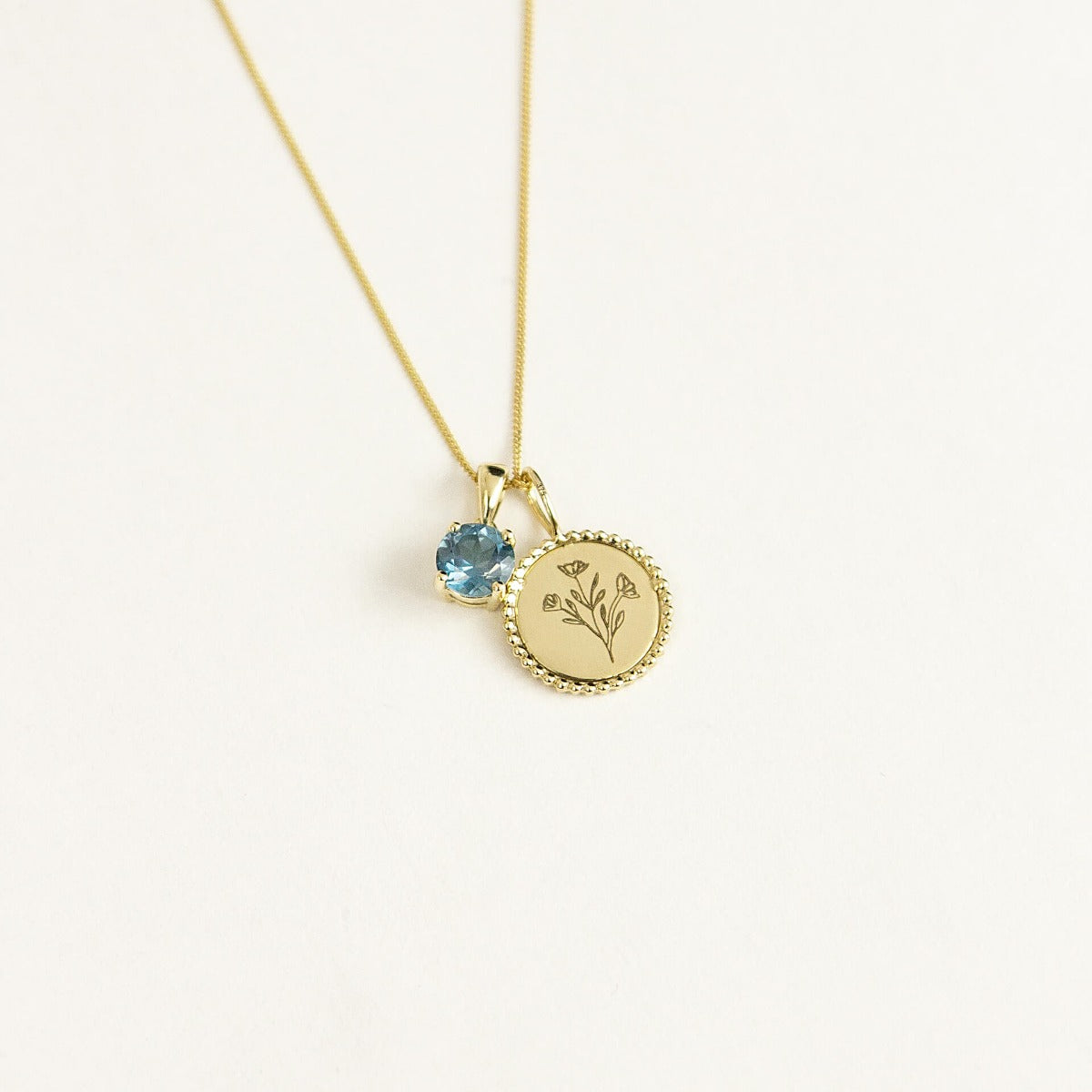 Elements Gold Granulation and Brushed Surface Disc Pendant