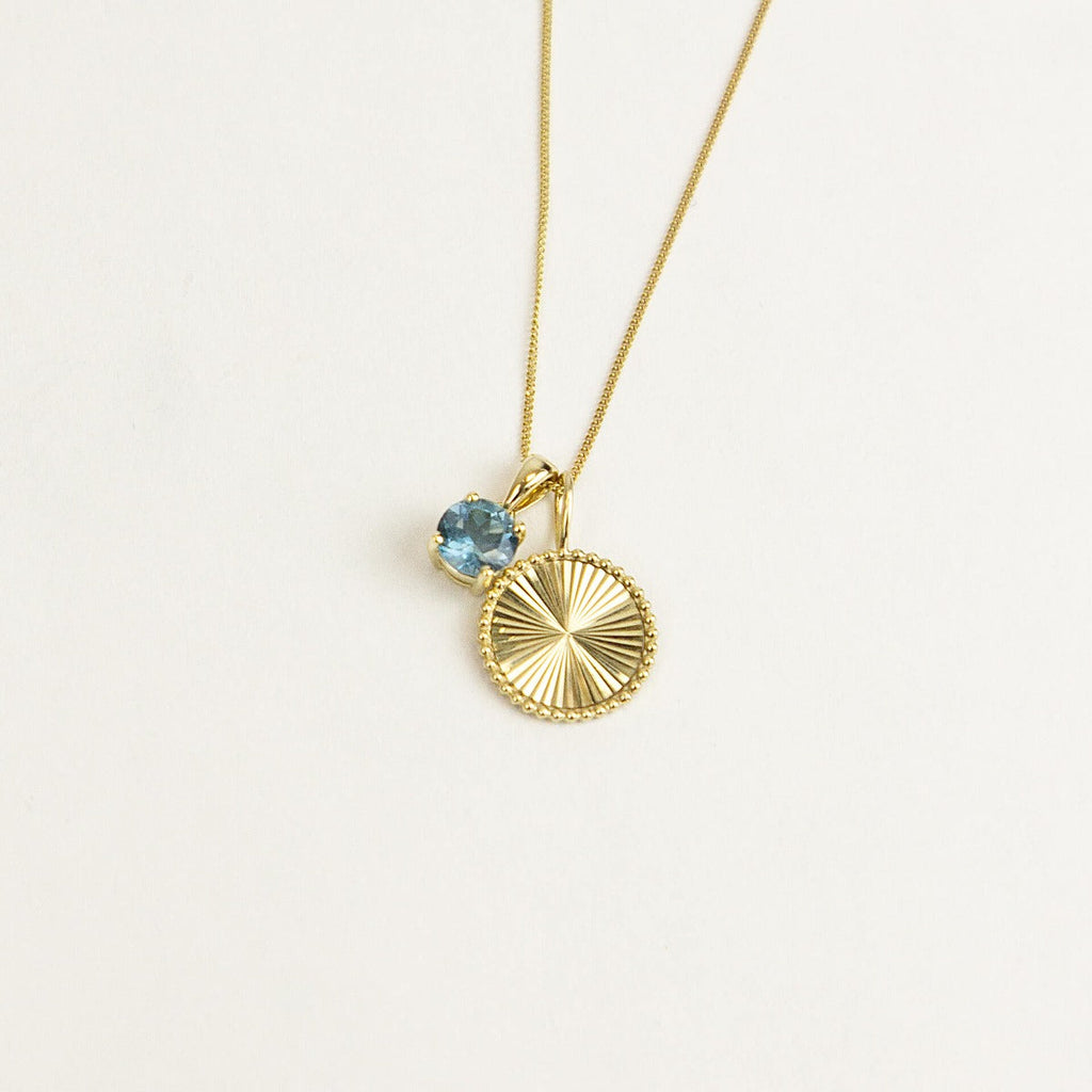 Elements Gold Granulation and Brushed Surface Disc Pendant