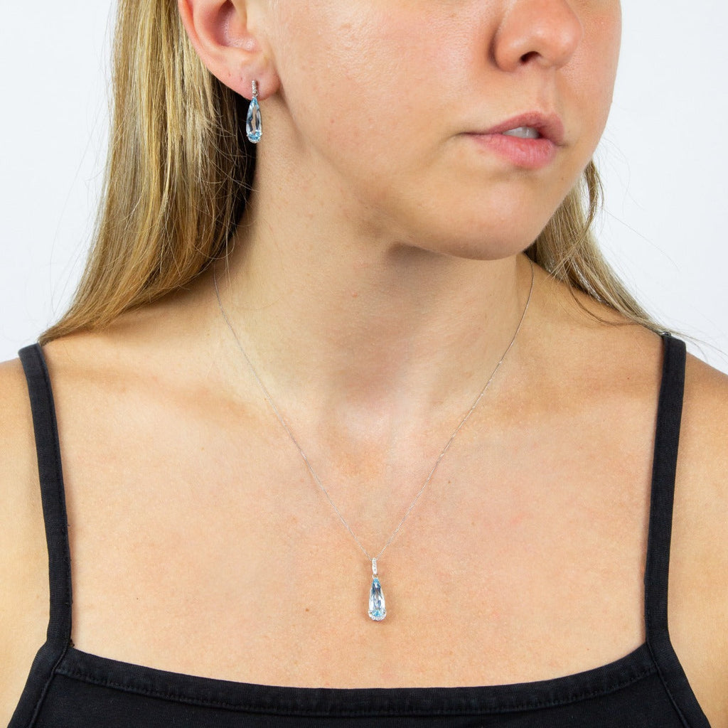 Elements Gold Elongated Semi-Precious Teardrop Earrings with Diamond