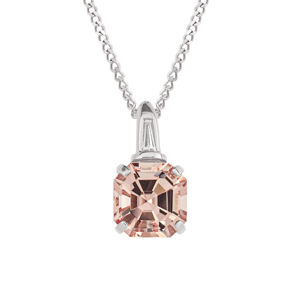 Elements Gold Asscher Cut Morganite Pendant with Diamond Bale
