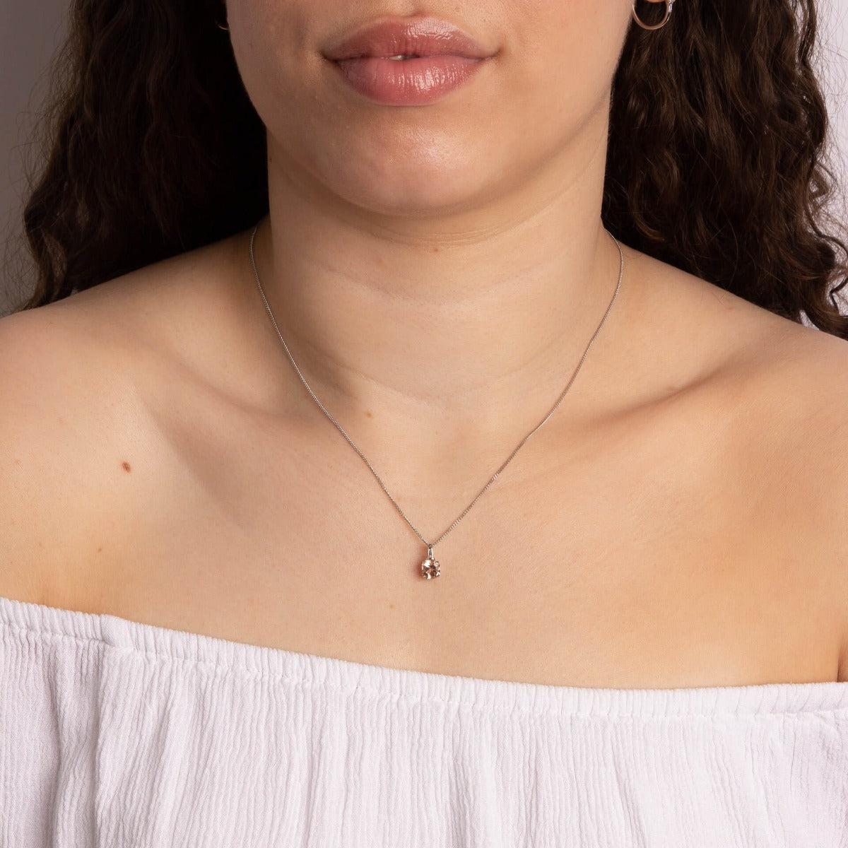 Elements Gold Asscher Cut Morganite Pendant with Diamond Bale